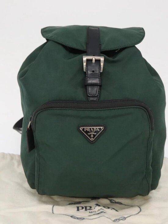 PRADA Backpack Nylon Green Silver Auth ki6395 main image 6